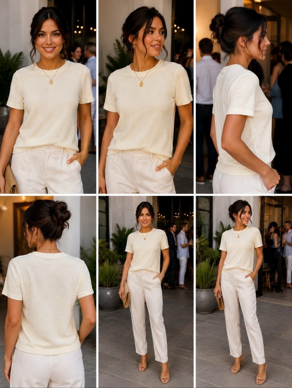 Jenni Kayne Ivory Pima Cotton Knit Tee Shirt Small Minimalist Quiet Luxury Peru
